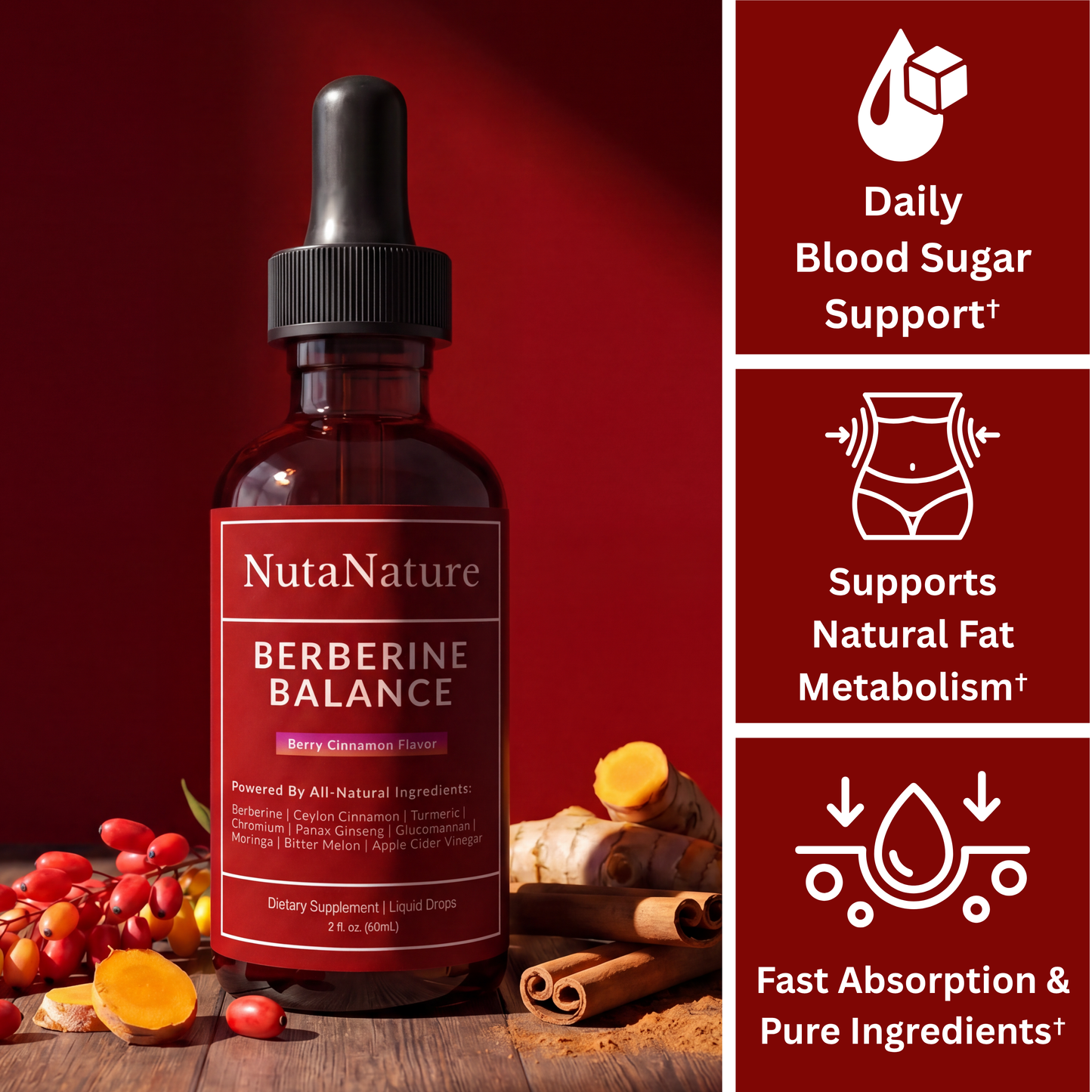 Berberine + Ceylon Cinnamon Regulator Drops (60mL)
